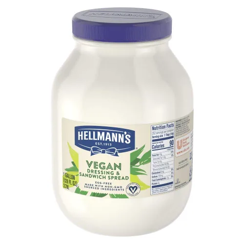 Vista 8 de Hellmann's Tarro de mayonesa vegana hecho con ingredientes no transgénicos, sin sabores ni colores artificiales, sin colesterol, sin gluten, 1
