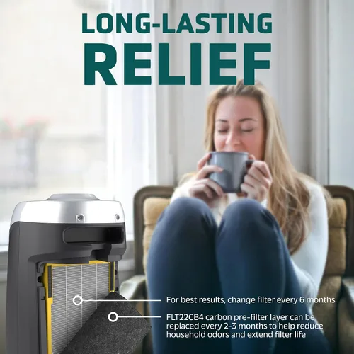 Vista 4 de GermGuardian Filter B True HEPA Pure - Filtro purificador de aire auténtico, elimina el 99.97% de los contaminantes, humo de incendios forestales