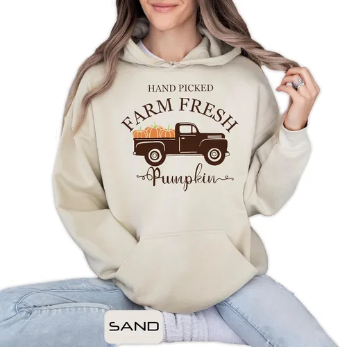 Vista 4 de Hand-Picked Farm Fresh T-Shirts, Farming Clothes For Women And Men, Pumpkin T-Shirts Sweatshirts Hoodies, Pumpkin Farmer Shirts, Farm Truck Shirt