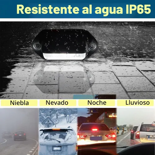 Vista 5 de 2 luces LED ámbar amarillas para placa de matrícula, 12V-24V DC impermeable 6-SMD lámpara de placa de matrícula luz trasera, para camión SUV