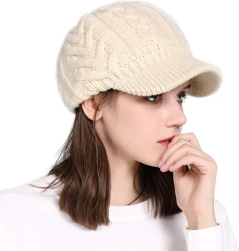 Vista 8 de Comhats - Gorro de 50/100 % lana, con visera, tejido, para el invierno y el clima frío