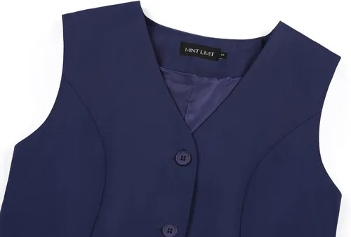 Vista 4 de MINTLIMIT Chaleco para mujer, totalmente forrado, con botones, cuello en V, formal, elegante, con bolsillos