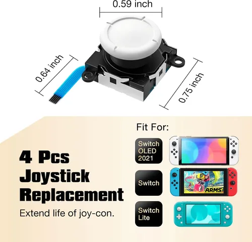 Vista 2 de MoKo Joycon Joystick de repuesto, 24 piezas, kit de reparación Joycon, 4 unidades de palillos analógicos 3D para Nintendo Switch OLED 2021Switch