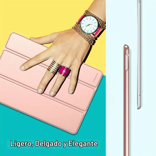 Vista 6 de Funda MoKo ultra fina con soporte inteligente para iPad Pro 10.5 2017 - Tablet matriz, 1-Oro Rosa Funda de soporte delgada y ligera con protector