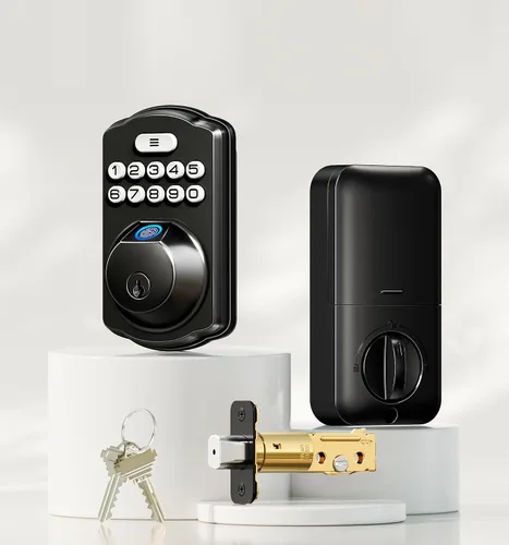 Vista 14 de Veise KS02A - Cerradura de puerta de entrada sin llave de huellas dactilares, bloqueo automático, cerrojo electrónico para puerta delantera Negro