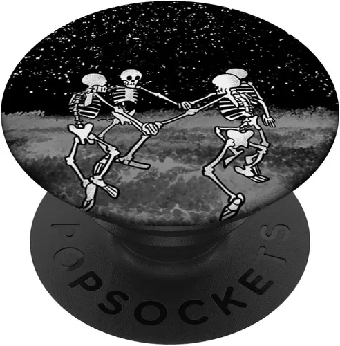 Vista 7 de Skeletons Dancing Night Sky Cool Goth Aesthetic Halloween PopSockets MagSafe PopGrip para iPhone