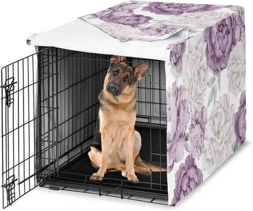 Vista 28 de Sweet Jojo Designs Funda para Jaula de Perro Mediano de 36 Pulgadas (Floral Bohemio) para Jaulas de Mascotas para Niñas, Fundas para Perreras Óxido