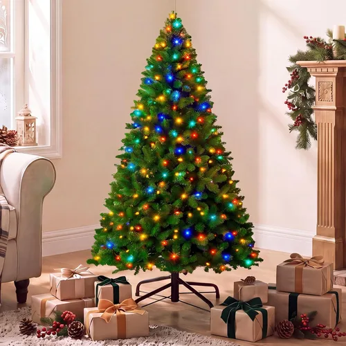 Vista 23 de Árbol de Navidad flocado de nieve preiluminado de 4.5 pies con Flocado-multi