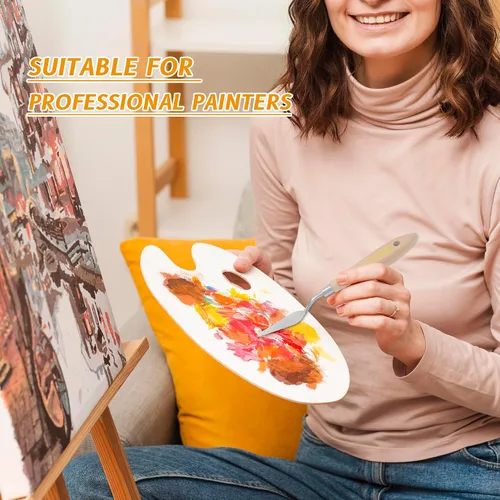 Vista 7 de Herramientas de arte de cuchillo de paleta de 5 piezas con mango de cuchillo de madera Material para pintar lienzo y cuchillo de paleta para pintura