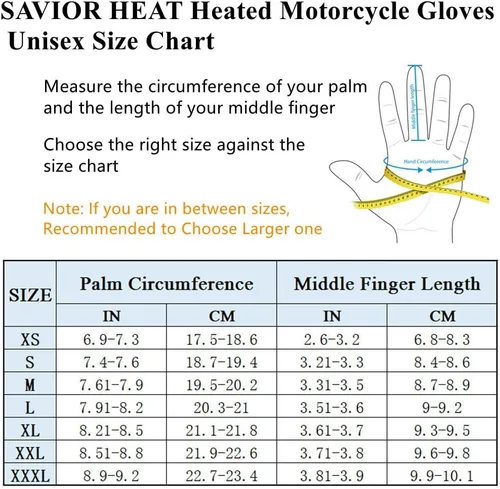 Vista 6 de Savior Professional Heated Motorcycle Gloves for Men Women,Dual Mode Electrically Heated Waterproof and Windproof Gloves with 12V Charging