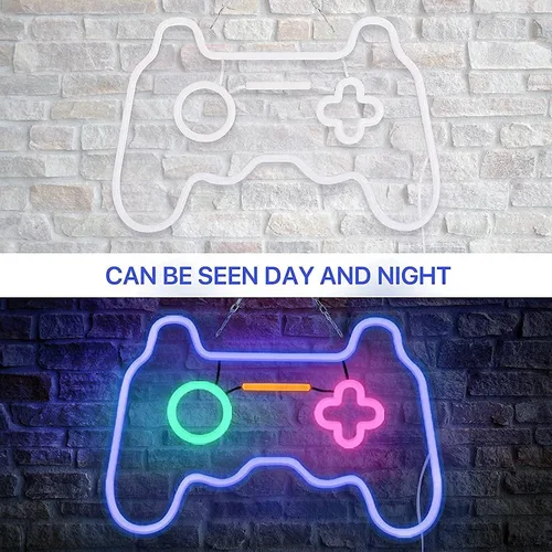 Vista 3 de Letreros de Neón LED Regulables Decoraciones de Pared Para Sala de Estar Dormitorio Luces en Forma de Controlador de Gamepad Accesorios