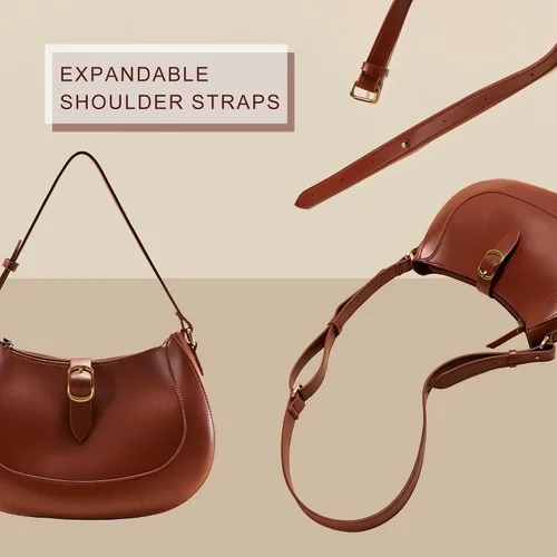 Vista 5 de Bolso Hobo de cuero vegano vintage para mujer, bolso de hombro lunar, bolso cruzado debajo del brazo clásico para mujer
