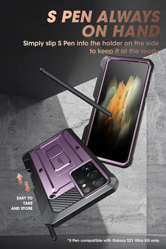 Vista 6 de SUPCASE Unicorn Beetle Pro Series - Funda para Samsung Galaxy S21 Ultra 5G (versión 2021), carcasa de doble capa resistente con ranura para S Pen
