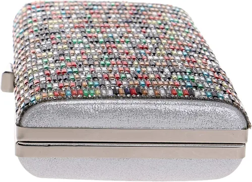 Vista 4 de Santimon Bolso de mano de noche para mujer cadena de vestir bolsa de cristal con cuentas de boda