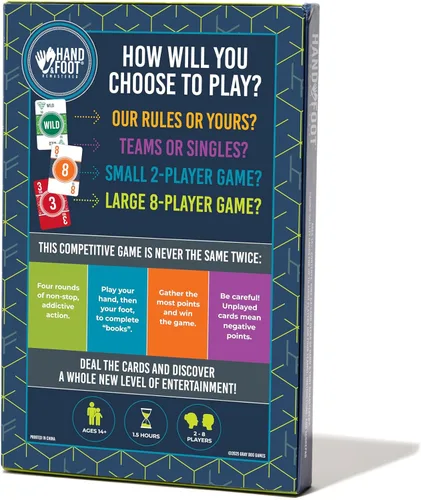 Vista 2 de Hand & Foot Remastered Juego de cartas Team Play Edition + marcador de 120 páginas