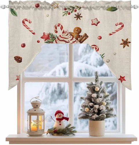 Vista 10 de Cortinas de Gnomos de San Valentín con Cenefa para Cocina, Cortinas con Bolsillo para Barra para Dormitorio, Sala de Estar, Baño, Cafetería, Negro