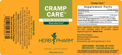 Vista 2 de Herb Pharm Cramp Care - Gotas de extracto líquido de hierbas para apoyar un ciclo menstrual saludable, 4 onzas