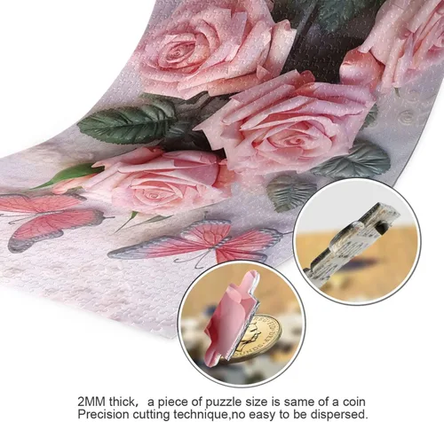 Vista 3 de Pink Rose Jigsaw Puzzles 500 Pieces for Adults with Mesh Storage Bag 2011862