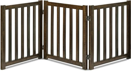 Vista 20 de LZRS Puerta para perros de madera independiente plegable de 2 paneles para interiores – Madera dura sólida de 24" de alto, puerta de seguridad
