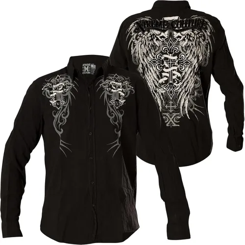 Vista 3 de Xtreme Couture Affliction - Camisa con botones para hombre, diseño de Kings Fall