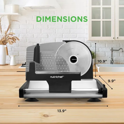 Vista 6 de NutriChef Cortador de carne eléctrico Cortador automático de carne, delicatessen y pan de 200W Selector ajustable para rango de corte de 0-15mm