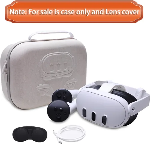 Vista 5 de LTGEM VR Case Compatible with Meta Quest 3S / Quest 3 / Quest 2 / Vision Pro, Portable VR Gaming Headset and Touch Controllers Case with Lens