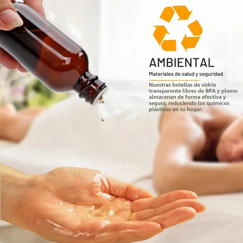 Vista 6 de Maredash Botellas de vidrio ámbar de 2 onzas, botellas de vidrio redondas