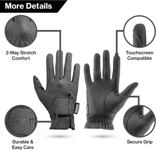Vista 2 de Uvex Guantes de equitación Sportstyle – Protección de manos ecuestre estirable – Compatible con pantalla táctil