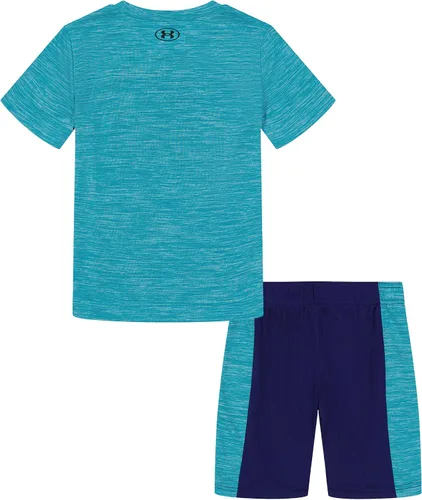 Vista 3 de Under Armour Conjunto de camiseta de manga corta y corta para hombre, ligero y transpirable, Blue Surf Dropback