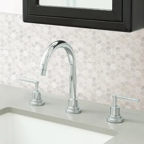 Vista 3 de In Home InHome NH2359 - Azulejos hexagonales de mármol para salpicaduras, color blanco y blanco roto