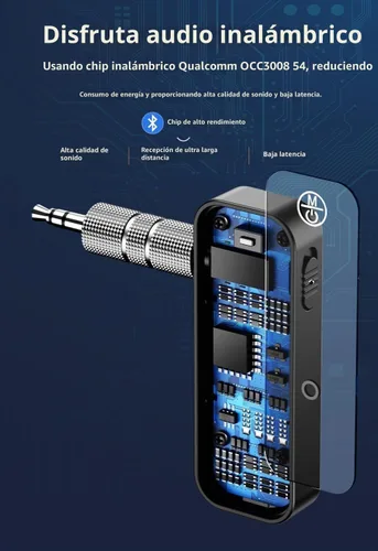 Vista 2 de Receptor transmisor Bluetooth 5.3, adaptador de audio inalámbrico 2 en 1 con conector auxiliar de 0.138 in para automóvil, TV, auriculares