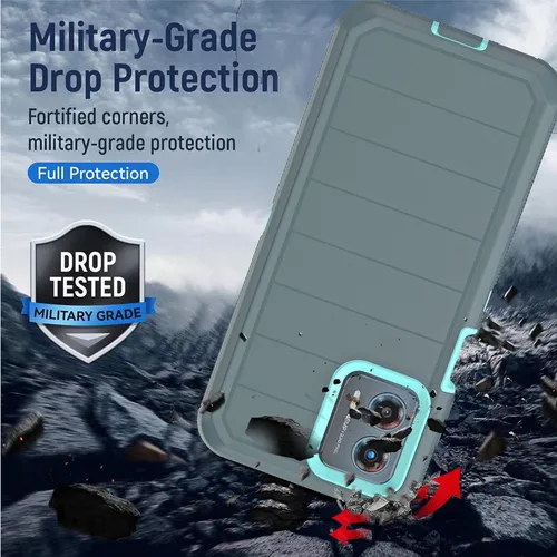 Vista 3 de Funda para Moto G 5G 2023 (sin protector de pantalla) con funda duradera de 3 capas a prueba de caídas, a prueba de golpes, funda de goma sólida