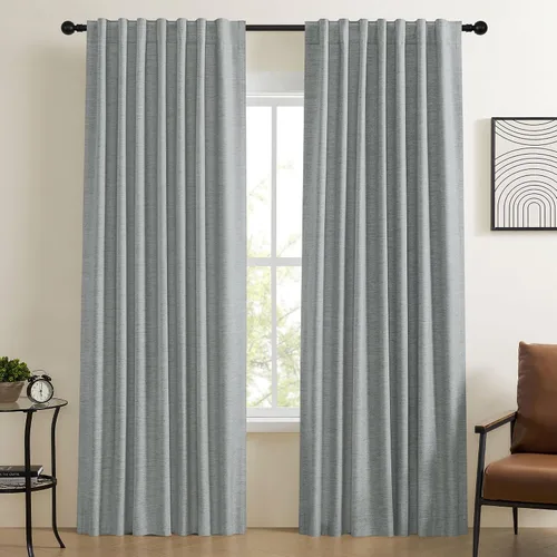 Vista 63 de UHITECH Cortinas opacas de 35 pulgadas de largo para sala de estar, 2 paneles, cortina opaca corta para cocina para ventanas pequeñas, cortinas