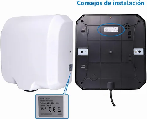 Vista 8 de Goetland El secador de manos comercial del acero inoxidable 1800w automático de alta velocidad embotado pulido Pintura para hornear blanca