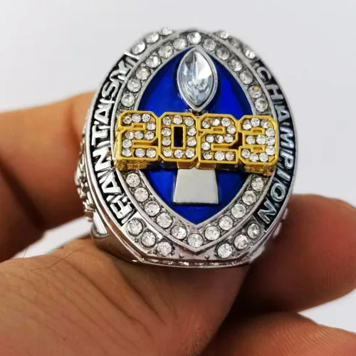 Vista 2 de Anillo de campeonato de fútbol de fantasía 2023 Premio Trofeo Premio Deporte MVP Ganador Campeón Anillo con caja