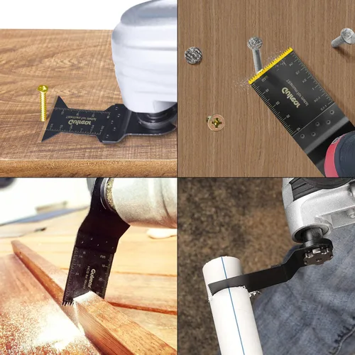 Vista 6 de Juego de cuchillas multiherramienta de 32 piezas, incluye cuchillas multiherramienta de titanio, uso en madera, plásticos, corte de metal