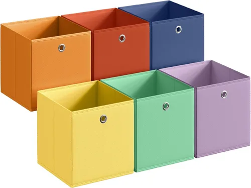 Vista 11 de SONGMICS Cubos de almacenamiento, juego de 6 cajas de almacenamiento plegables sin olor, 10.2 x 10.2 x 11 pulgadas, organizadores de armario