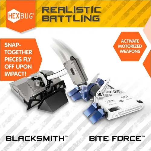Vista 3 de HEXBUG BattleBots Arena Bite Force & Blacksmith, robot de juguete de control remoto para niños con más de 20 piezas, juguetes STEM para niños