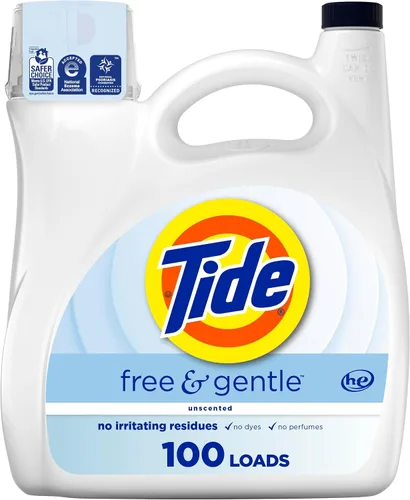 Vista 24 de Tide Free & Gentle - Detergente líquido suave para ropa, 64 cargas