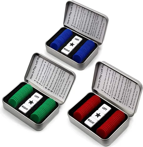 Vista 7 de Befantasway Juego de dados de centro derecho izquierdo con 3 dados y 36 fichas, color azul