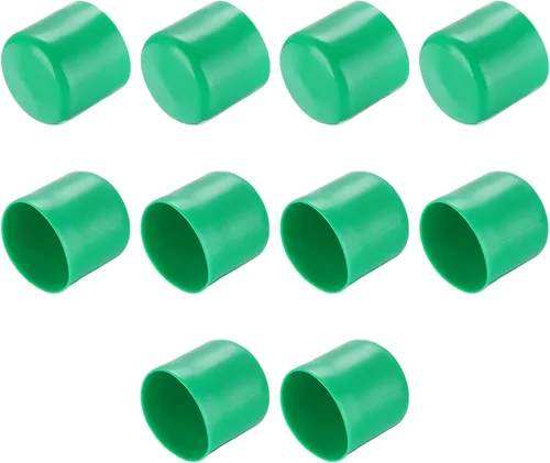 Vista 127 de uxcell 10 tapas de goma para extremos de 0.591 in de identificación, tapa de extremo redondo, protectores de rosca de tornillo, color negro