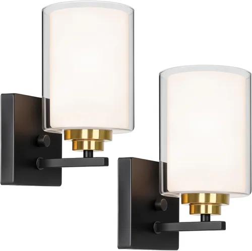 Vista 29 de VerRon Juego de 2 apliques de pared para baño, lámparas modernas de tocador, faroles de montaje de bronce cepillado al óleo, luces de pared