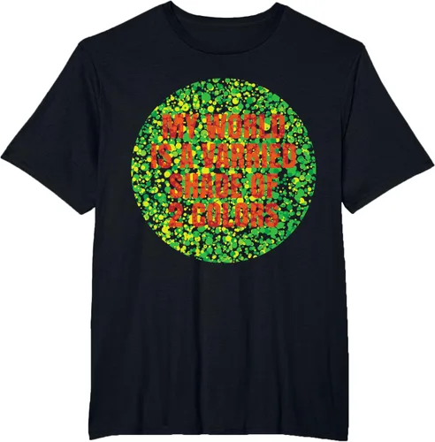 Vista 10 de Camiseta divertida con problemas daltónicos al color, Negro