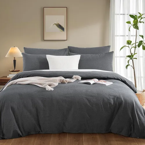 Vista 155 de NEXHOME PRO Funda de edredón Twin XL 100% algodón lavado, transpirable, duradera, texturizada, similar al lino, juego de ropa de cama para el hogar