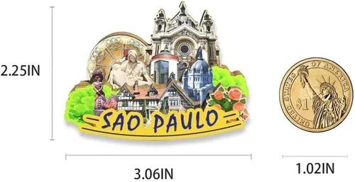 Vista 3 de Imán de madera para nevera de Sao Paulo de Estados Unidos, 3D, monumentos de viaje, coleccionables, recuerdos, decoración hecha a mano2