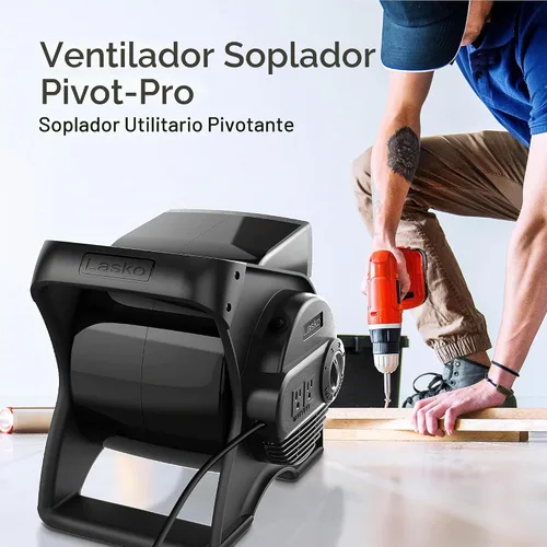 Vista 6 de Lasko Ventiladores giratorios de alta velocidad para refrigeración, ventilación y secado, 2 salidas de CA, disyuntor, 3 velocidades, negro