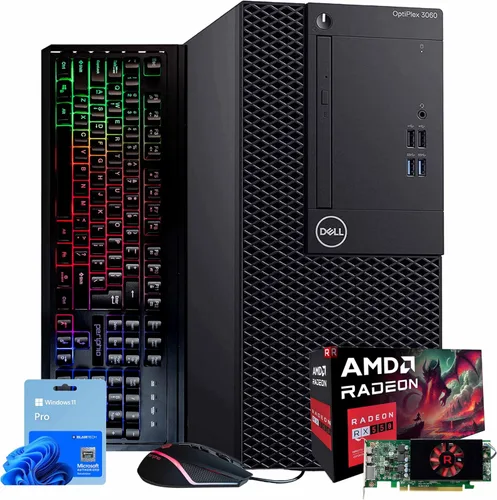 Vista 9 de Dell OptiPlex 3060 Tower PC Intel Core i5-8500 32 GB RAM NVME M.2 de 250 GB + SSD de 1 TB Nvidia RX 550 4GB Windows 11 Pro AX200 WiFi 6