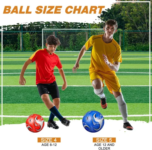 Vista 3 de 6 pelotas de fútbol de tamaño a granel 5/4/3 desinfladas con bomba para jóvenes y adultos, práctica de entrenamiento, fútbol para escuela, deportes