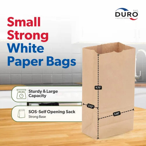 Vista 3 de Duro Bolsa 4# Dubl Life SOS Bolsa 30# Kraft reciclado FSC (paquete de 200)