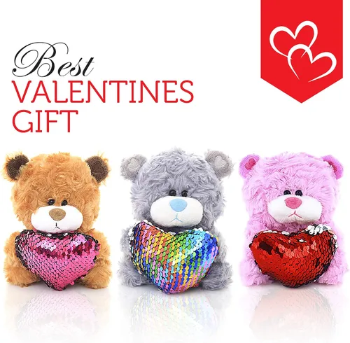 Vista 2 de Plushland Qbeba - Oso de peluche de 6 pulgadas, lindo amor, día de San Valentín o sorpresa de Navidad para niños y niñas, tamaño exprimible